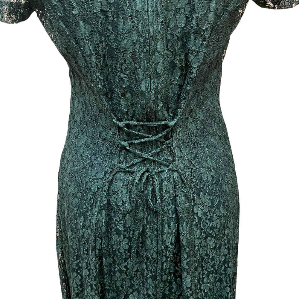 VTG Fredericks of Hollywood Green Lace Dress Corset 11 Fairy Grunge Whimsigoth - Picture 3 of 16